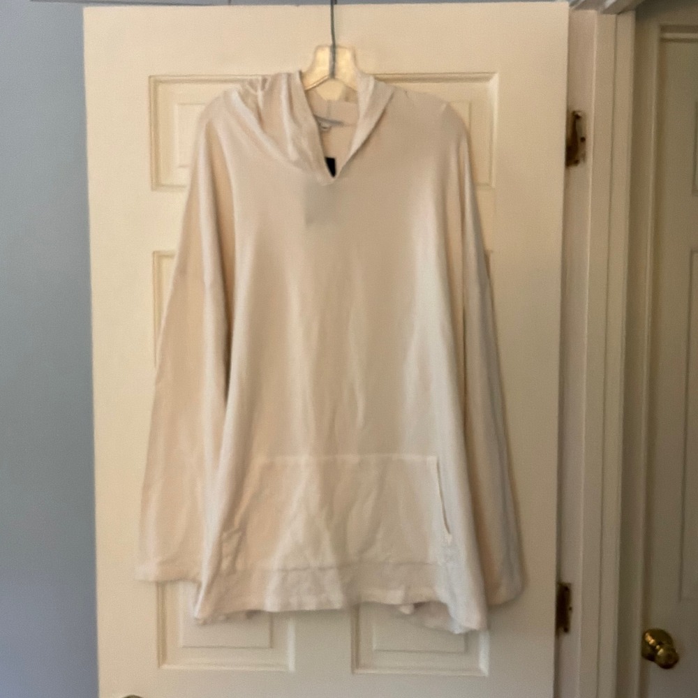 Bryn Walker Cream Hooded Shirt 3X NWT Hoodie Bamboo Organic Cotton Sustainable
